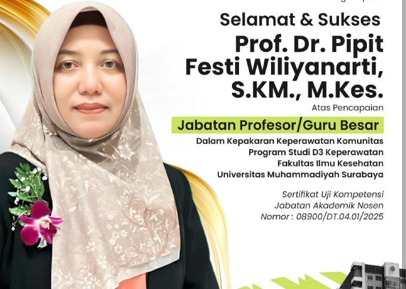 Pipit Festi Wiliyanarti Raih Guru Besar, UM Surabaya Kian Kokoh di Bidang Keperawatan Komunitas