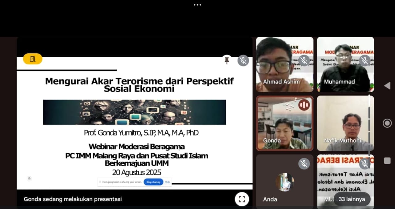 Webinar IMM Malang Raya: Mengurai Akar Terorisme dari Perspektif Sosial, Ekonomi, dan Ideologi