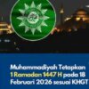 Muhammadiyah Tetapkan 1 Ramadhan 1447 H Jatuh pada 18 Februari 2026
