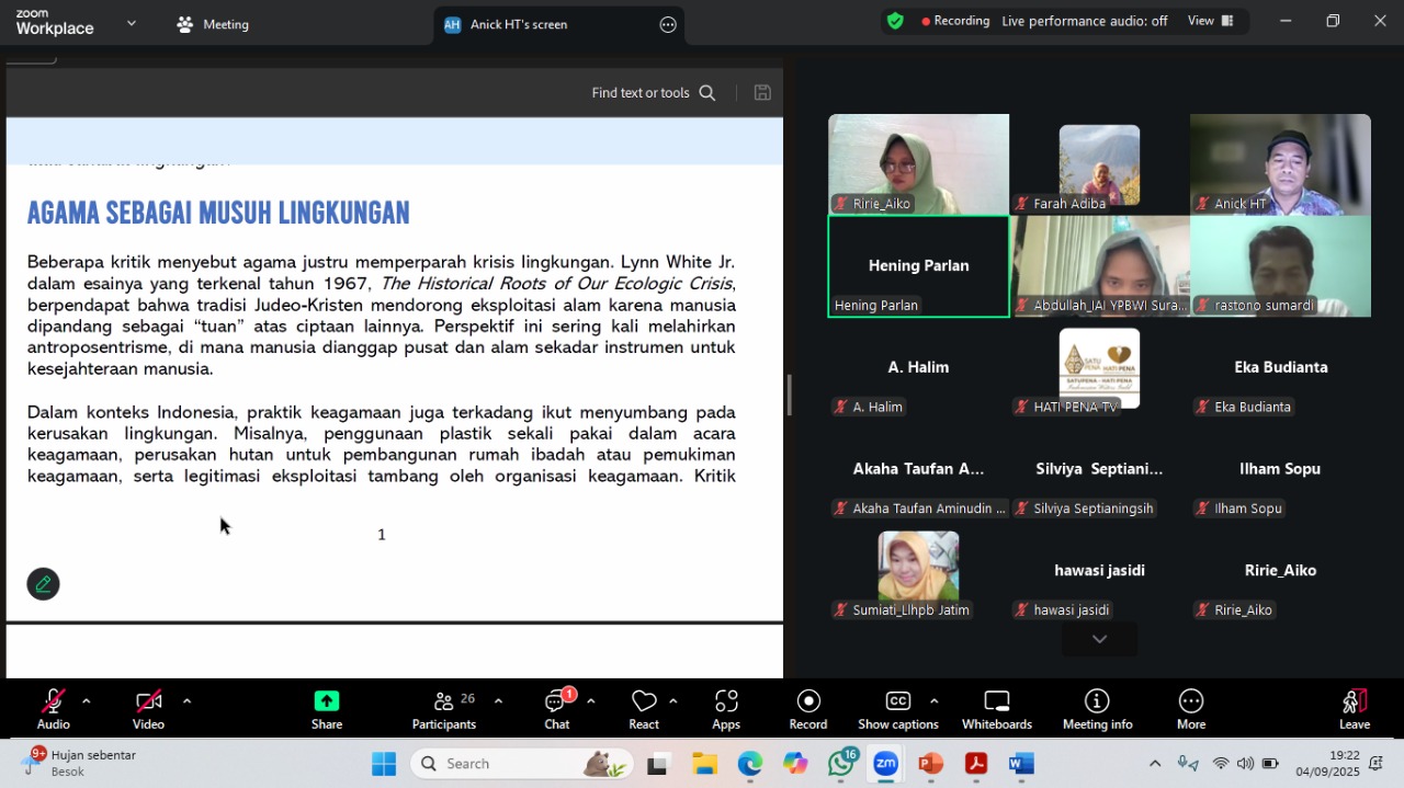Krisis Iklim Bukan Semata Persoalan Ekologis, Tetapi Juga Moral dan Spiritual