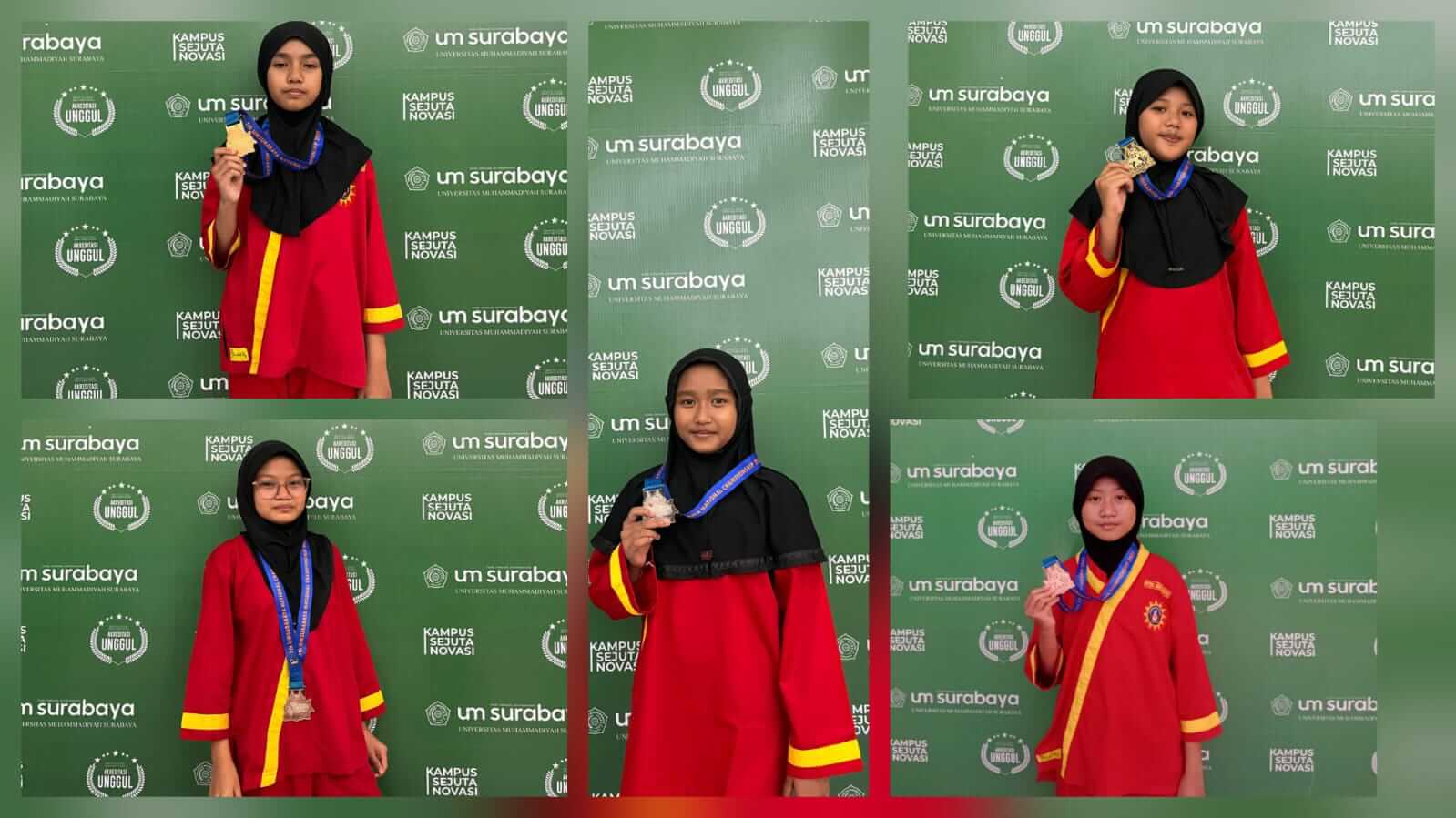 5 Srikandi Pencak Silat SD Muhammadiyah 14 Surabaya Ukir Prestasi di UNSC