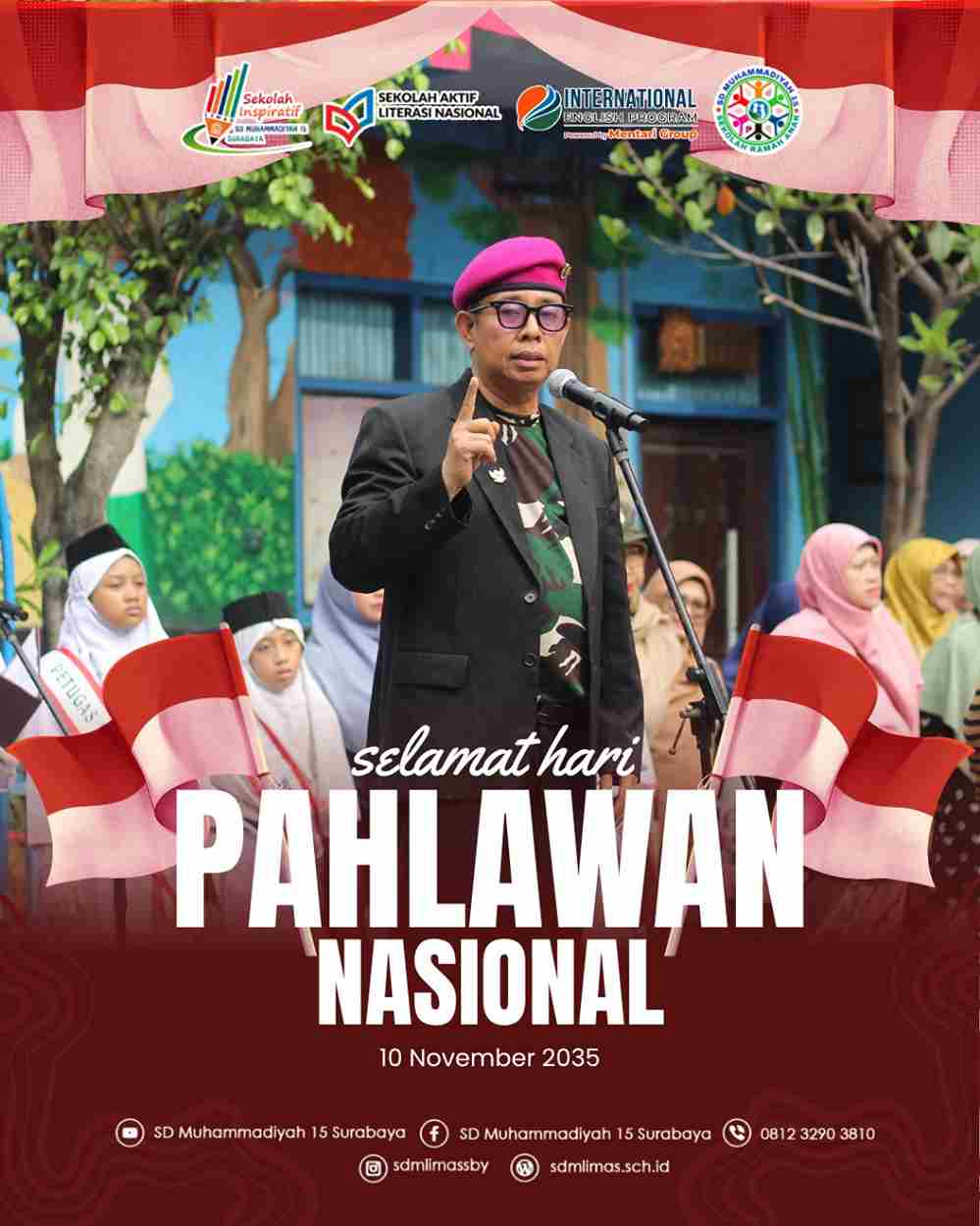 Semangat Kepahlawanan Warnai Apel Hari Pahlawan di SD Muhammadiyah 15 Surabaya