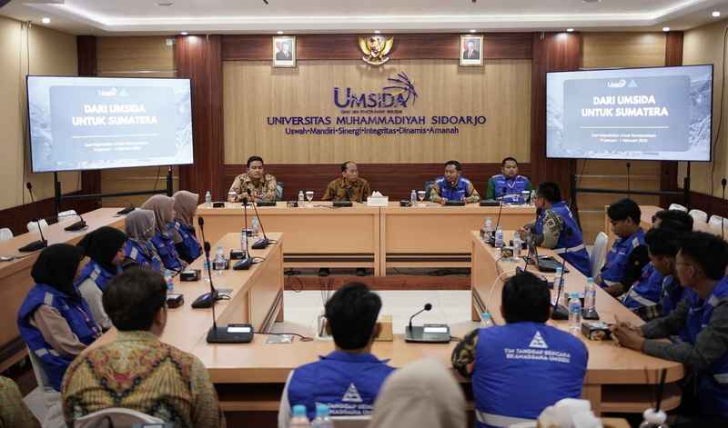 Acara pelepasan Bramasgana Umsida yang akan menjalankan misi kemanusiaan di Aceh Tamiang. (ist)