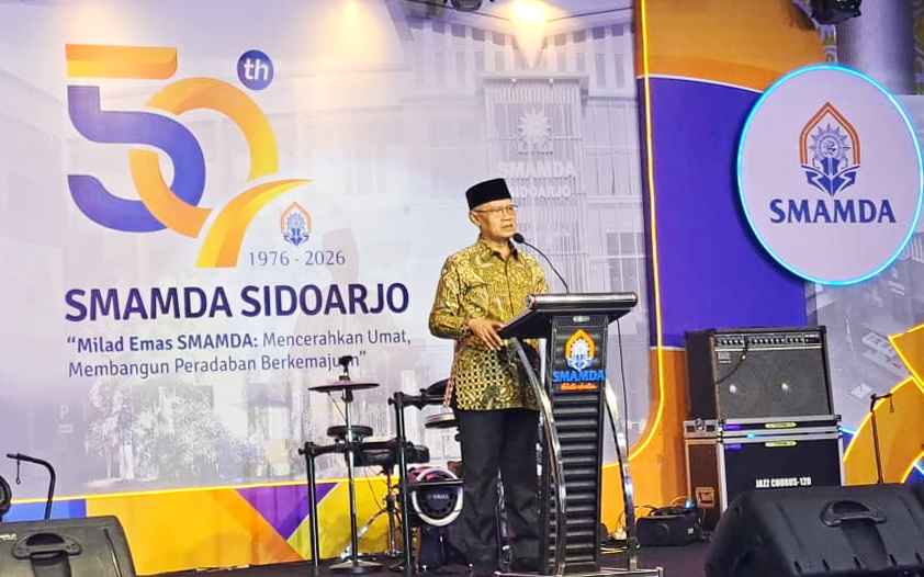 Prof. Haedar Nashir saat menghadiri Milad Emas SMAMDA Sidoatjo. (ist)