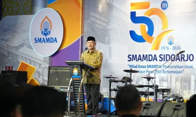 Ketua Umum PP Muhammadiyah Haedar Nashir saat memberikan sambutan. (ist)