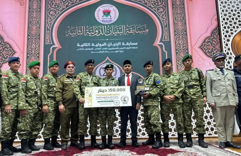 Prajurit TNI bernama Prada Nawawi M.M. Latifullah berhasil menjadi juara pertama hapalan Al Qur’an 30 juz dalam ajang Musabaqoh Hifdzil Quran (MHQ) Internasional yang digelar di Kota Misurata, Libya. (Foto: Laman resmi TNI)