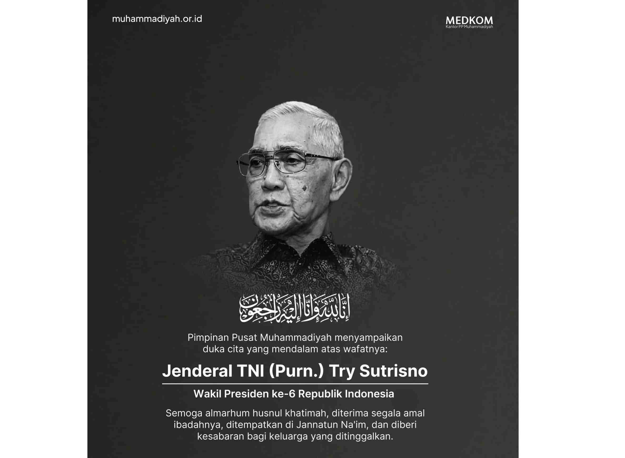 Try Sutrisno Wafat, PP Muhammadiyah Sampaikan Duka Mendalam