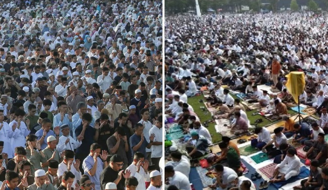 Jemaah salat Idulfitri penuh sesak di lapangan Sempor Kota Bogor, Jumat 20 Maret 2026. (ist)