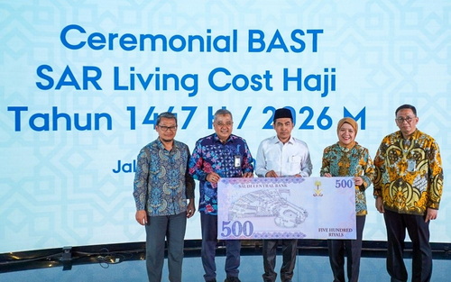 Penandatanganan serah terima banknotes uang saku untuk musim haji 1447 H/2026 M oleh BPKH di Jakarta. (Foto: Humas BPKH)