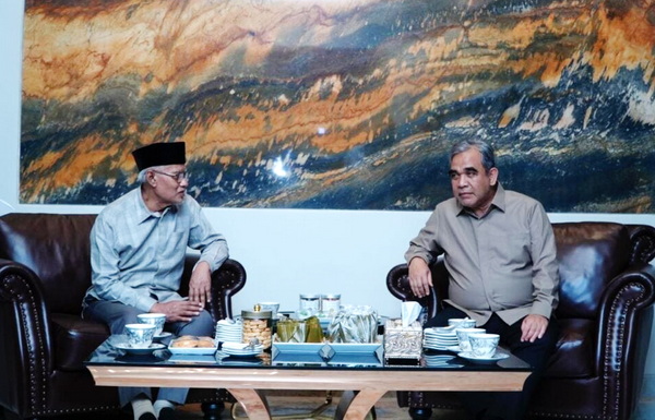 Haedar Nashir saat menerima kunjungan Ketua MPR RI, Ahmad Muzani. (ist)