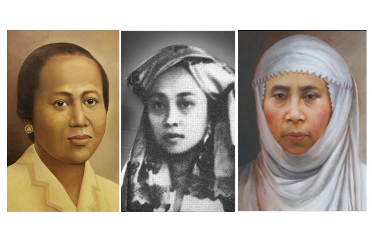 Raden Ajeng Kartini, Rohana Kuddus, dan Siti Walidah.