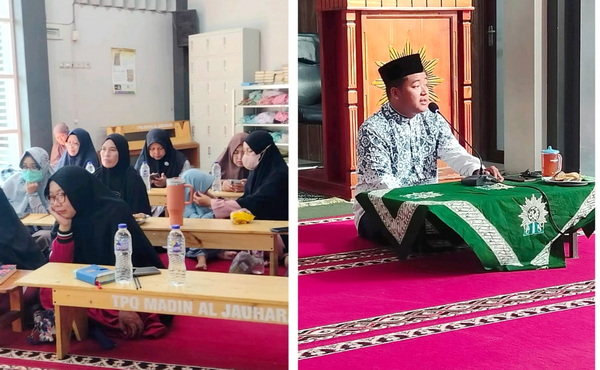 Ustaz Aziz Maulana (kanan) memberikan tausiyah.