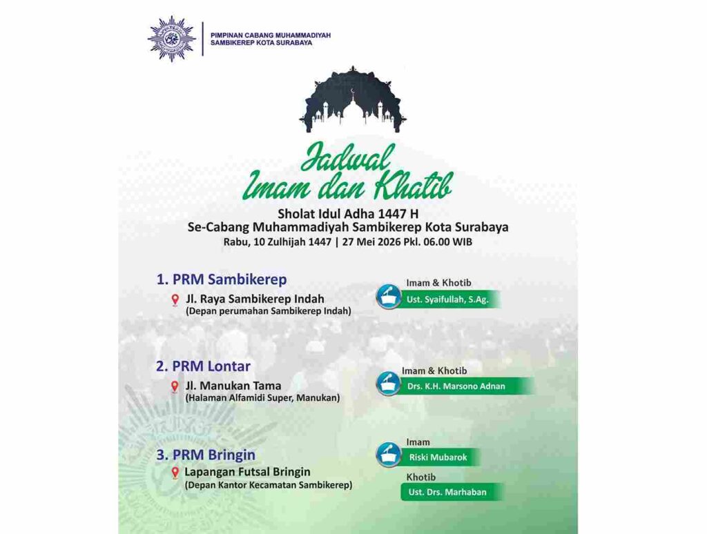PRM se-Cabang Sambikerep Siap Gelar Salat Iduladha 1447 H pada 27 Mei 2026