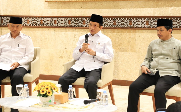 Menag Nasaruddin Umar saat memberikan keterangan persiapan pelaksanaan Salat Iduladha 1447 H. (ist)