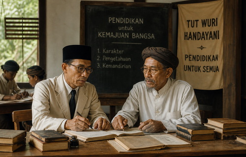 Ilustrasi: Ki Hajar Dewantara dan KH Ahmad Dahlan.