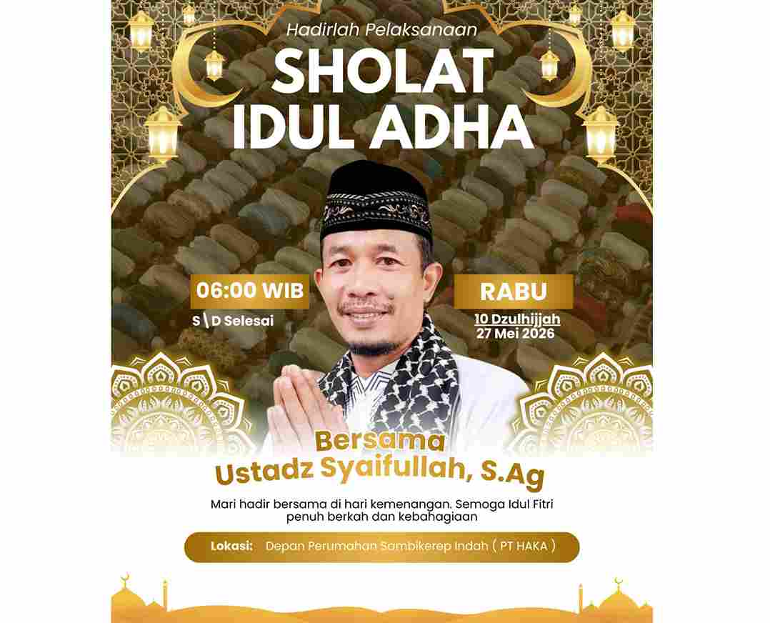 PRM Sambikerep dan Jamaah Masjid Al Ikhlas Jelidro Surabaya Gelar Salat Iduladha 1447 H