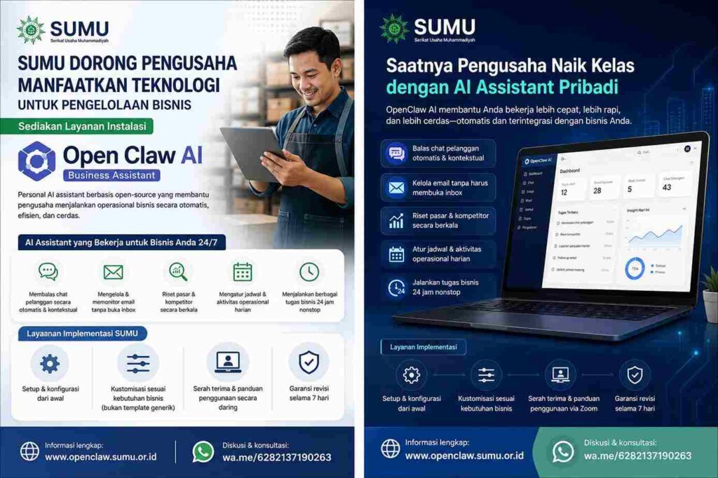 Tranformasi Digital, SUMU Sediakan Layanan Instalasi Open Claw AI Business Assistant