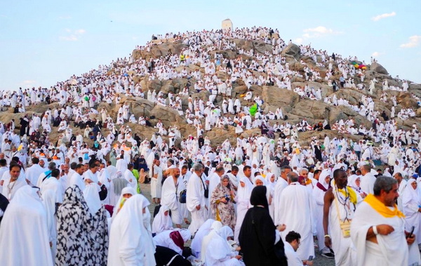 Jemaah haji sedang berada di bukit Jabal Rahmah. (dok)