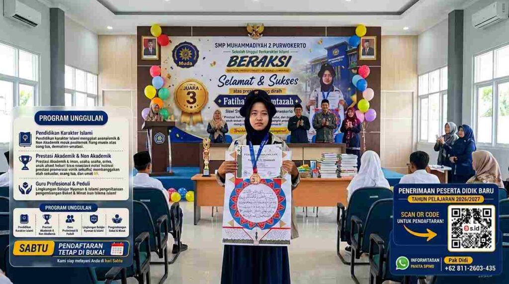 Ukir Prestasi Tingkat Provinsi, Fatihah El Mumtazah Buktikan Karakter “BERAKSI” SMP Muhammadiyah 2 Purwokerto 