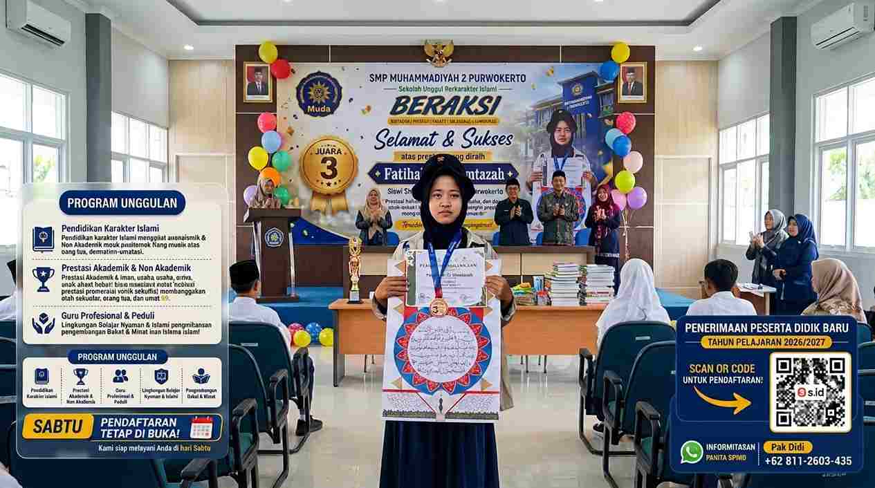 Ukir Prestasi Tingkat Provinsi, Fatihah El Mumtazah Buktikan Karakter “BERAKSI” SMP Muhammadiyah 2 Purwokerto 