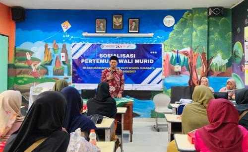 Kepala SD Mudalan, Ustaz Irwan, saat menjelaskan berbagai program sekolah. (ist)