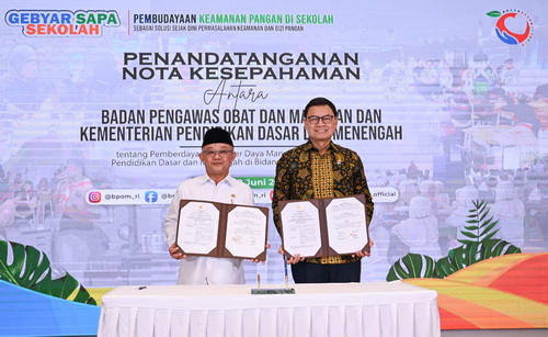 Penandatanganan MoU antara Kemendikdasmen dan BPOM. (ist)