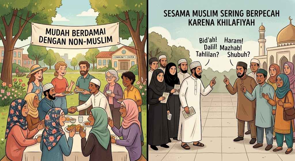 Mengapa Kita Dapat Berdamai dengan Non-Muslim, tetapi Sesama Muslim Justru Sering Berpecah karena Khilafiyah?