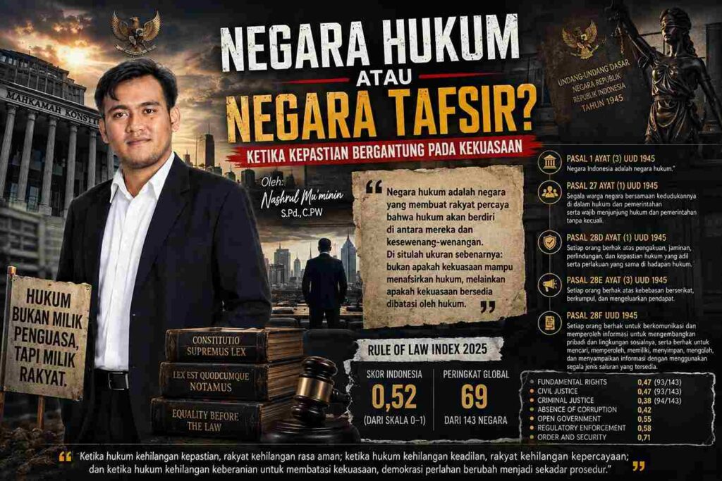 Negara Hukum atau Negara Tafsir? Ketika Kepastian Bergantung pada Kekuasaan