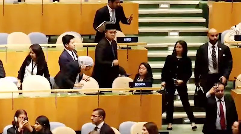 Delegasi Indonesia bersama delegasi berbagai negara lainnya melakukan walk out saat PM Israel Netanyahu pidato. (ist)
