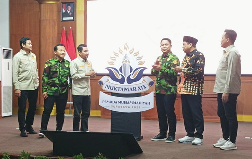 Prosesi launching Logo Muktamar XIX Pemuda Muhammadiyah yang akan berlangsung di Jawa Timur. (nun)