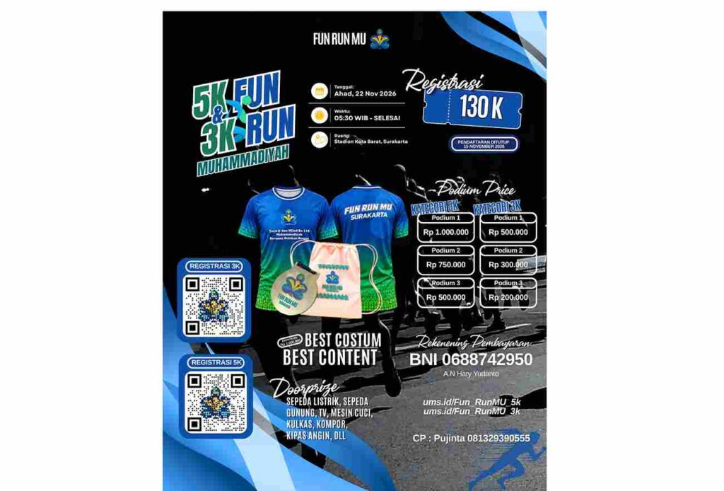 Fun Run Milad ke-114 Muhammadiyah Surakarta Targetkan 1.000 Peserta